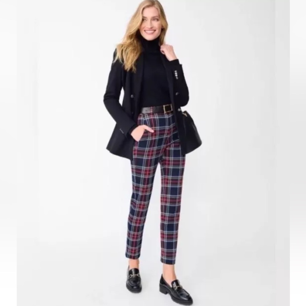 NWT J. McLaughlin Stewart Yarn Dyed Jacquard Plaid Straight Leg Ankle Pants Sz 4